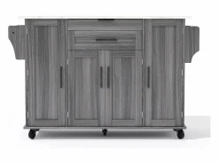 Isla de cocina móvil - encimera extensible - con estante para especias y toallero - con 2 cajones y 4 puertas - MDF -^ModernLuxe Best