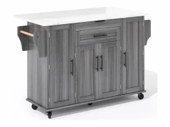 Isla de cocina móvil - encimera extensible - con estante para especias y toallero - con 2 cajones y 4 puertas - MDF -^ModernLuxe Best