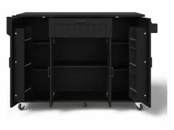 Isla de cocina móvil - encimera extensible - con toallero - con 1 cajón y 4 puertas - MDF -^ModernLuxe Online