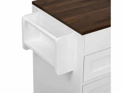 Isla de cocina móvil blanca - Carrito de cocina con 4 puertas y 2 cajones - Superficie extensible y especiero Blanco Online