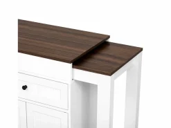 Isla de cocina móvil blanca - Carrito de cocina con 4 puertas y 2 cajones - Superficie extensible y especiero Blanco Online