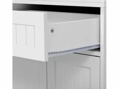 Isla de cocina móvil blanca - Carrito de cocina con 4 puertas y 2 cajones - Superficie extensible y especiero Blanco Online