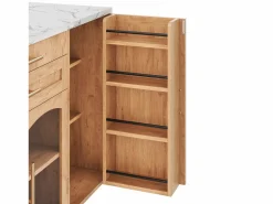 ModernLuxe Isla Cocina|Isla de cocina móvil central - mesa de comedor plegable - con espacio de almacenamiento y estante para especias - con ruedas - Natural