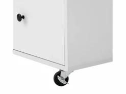 Hauss Spole Isla de cocina móvil con 2 puertas de cristal y 3 cajones - Mesa extensible - Blanco Outlet