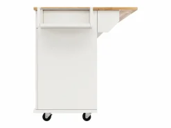 Merax Isla de cocina móvil con 4 puertas y 2 cajones - Tablero extensible - 106x50(78)x90,5cm - Madera MDF - y natural Blanco New