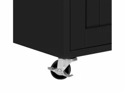 Isla de cocina móvil negra - Carrito de cocina con 4 puertas y 2 cajones - tablero de madera extensible y especiero^ Online