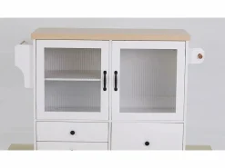 Isla de cocina móvil 100x42x91.5cm - encimera extensible - espacio de almacenamiento multifuncional -^ModernLuxe Outlet