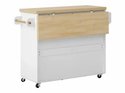 Isla de cocina móvil 100x42x91.5cm - encimera extensible - espacio de almacenamiento multifuncional -^ModernLuxe Outlet