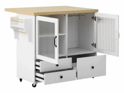 Isla de cocina móvil 100x42x91.5cm - encimera extensible - espacio de almacenamiento multifuncional -^ModernLuxe Outlet