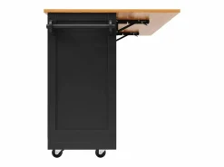 Isla de cocina negra - Carrito de cocina con 2 cajones y 4 puertas - Especiero y toallero^ New