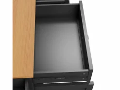 Isla de cocina negra con 5 cajones - Carrito de cocina de 1 puerta con 3 compartimentos abiertos - Especiero y toallero^ Discount