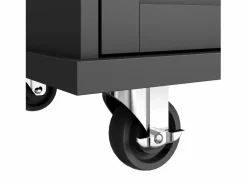 Isla de cocina negra con 5 cajones - Carrito de cocina de 1 puerta con 3 compartimentos abiertos - Especiero y toallero^ Discount