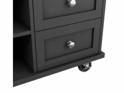 Isla de cocina negra con 5 cajones - Carrito de cocina de 1 puerta con 3 compartimentos abiertos - Especiero y toallero^ Discount