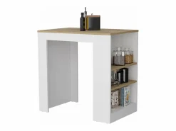 Isla de cocina Portree en melamina 3 estantes y almacenamiento abierto , 91.28 cm X 92 cm X 59 cm ,^TuHome Sale