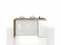 Isla Cocina|Isla de cocina Sole con 2 puertas en brillo y roble 160x90x90 cm