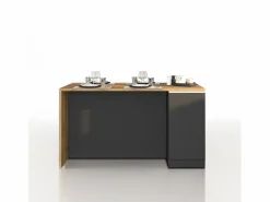 Isla de cocina Sole con 2 puertas en antracita mate/roble 160x90x90 cm Gris antracita Clearance