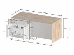 Isla Cocina|Isla de cocina Sole con 4 puertas y 4 cajones, color antracita mate/roble, 200 x 90 x 90 cm