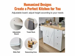 Isla de Cocina, SucceBuy Carrito de Cocina de 115 cm con Ruedas, Armario de Almacenamiento con Cajón y Estante Blanco Best