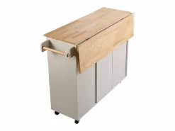Isla de Cocina, SucceBuy Carrito de Cocina de 115 cm con Ruedas, Armario de Almacenamiento con Cajón y Estante Blanco Best