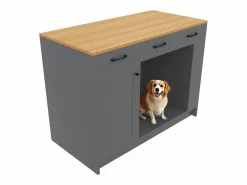 ModernLuxe Isla Cocina|Isla de cocina 120x60x90 cm - con 3 cajones y 1 puerta - estantes abiertos - espacio de descanso para mascotas - +natural