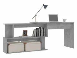 Garden Furniture Escritorio Rinconero|Jakobstad Escritorio de esquina contrachapada hormigón 200x50x76 cm