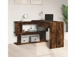 Garden Furniture Jakobstad Escritorio de esquina contrachapada roble ahumado 200x50x76 cm Marru00f3n