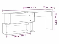 Garden Furniture Escritorio Rinconero|Jakobstad Escritorio esquina madera contrachapada color roble 200x50x76cm