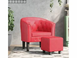 Jalkar Sillón con taburete cuero sintético^Garden Furniture Sale