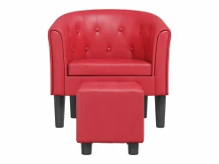 Jalkar Sillón con taburete cuero sintético^Garden Furniture Sale