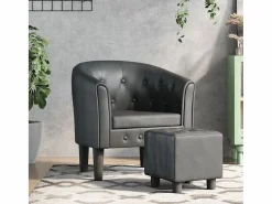 Jalkar Sillón con taburete cuero sintético^Garden Furniture Best