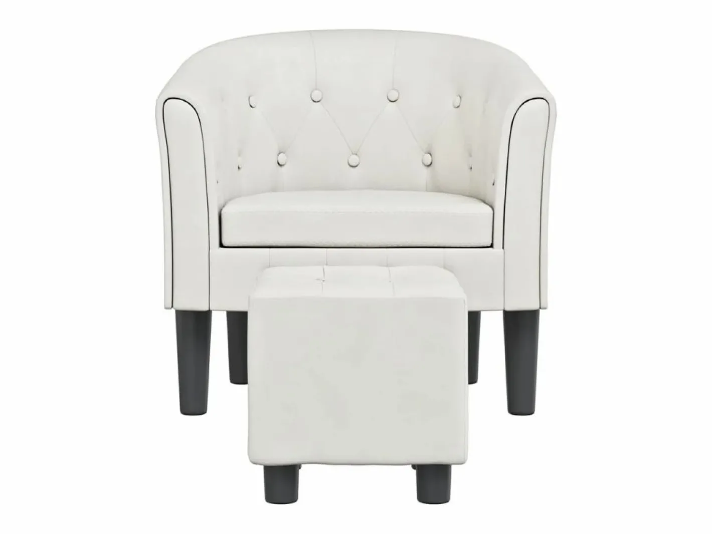 Garden Furniture Jalkar Sillón con taburete cuero sintético Blanco Best