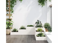 Clicnbuy Jardinera 4 niveles madera maciza pino blanca 106x104,5x36 cm Blanco Outlet