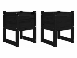 Clicnbuy Jardinera 2 unidades madera maciza de pino 40x40x52,5 cm Negro New