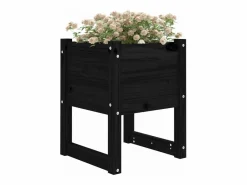 Clicnbuy Jardinera 2 unidades madera maciza de pino 40x40x52,5 cm Negro New