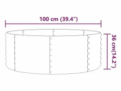 Clicnbuy Jardinera arriate acero recubrimiento polvo gris 100x100x36 cm Plateado New