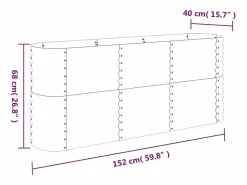 Jardinera arriate acero recubierto polvo antracita 152x40x68 cm^Clicnbuy New