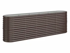 Clicnbuy Jardinera|Jardinera arriate acero recubrimiento polvo marrón 224x40x68 cm