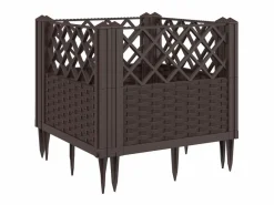 Clicnbuy Jardinera con clavijas PP marrón 43,5x43,5x43,5 cm Marru00f3n Discount