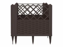 Clicnbuy Jardinera con clavijas PP marrón 43,5x43,5x43,5 cm Marru00f3n Discount