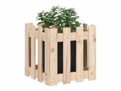 Jardinera con diseño de valla madera maciza de pino 40x40x40 cm^Clicnbuy Online