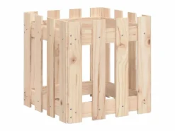 Jardinera con diseño de valla madera maciza de pino 40x40x40 cm^Clicnbuy Online