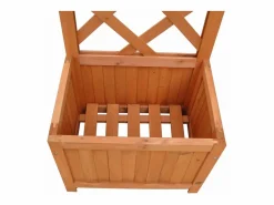 Clicnbuy Jardinera de madera enrejada, 40 x 30 x 135 cm Marru00f3n Outlet