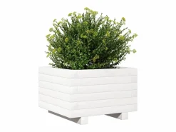 Clicnbuy Jardinera de madera maciza de pino 40x40x26,5 cm Blanco Clearance