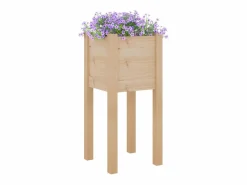 Clicnbuy Jardinera de madera maciza de pino 31x31x70 cm Marru00f3n Hot