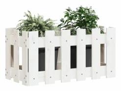 Jardinera diseño de valla madera maciza pino blanca 60x30x30 cm^Clicnbuy Online