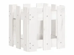 Clicnbuy Jardinera diseño de valla madera maciza pino blanca 30x30x30 cm Blanco New
