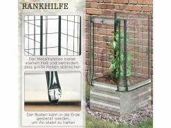 Invernadero De Jardín|Jardinera elevada con enrejado y 3 estantes, jardinera de madera, para plantas trepadoras, gris (53x53x90 cm)