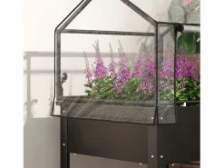 Jardinera elevada con tapa transparente, de metal resistente, color (60 x 60 x 120 cm) Negro Clearance
