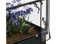 Jardinera elevada con tapa transparente, de metal resistente, color (60 x 60 x 120 cm) Negro Clearance