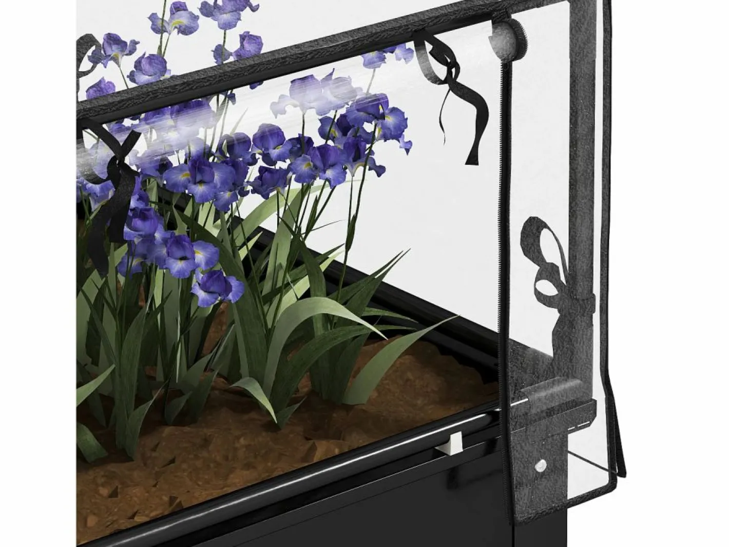 Jardinera elevada con tapa transparente, de metal resistente, color (60 x 60 x 120 cm) Negro Clearance